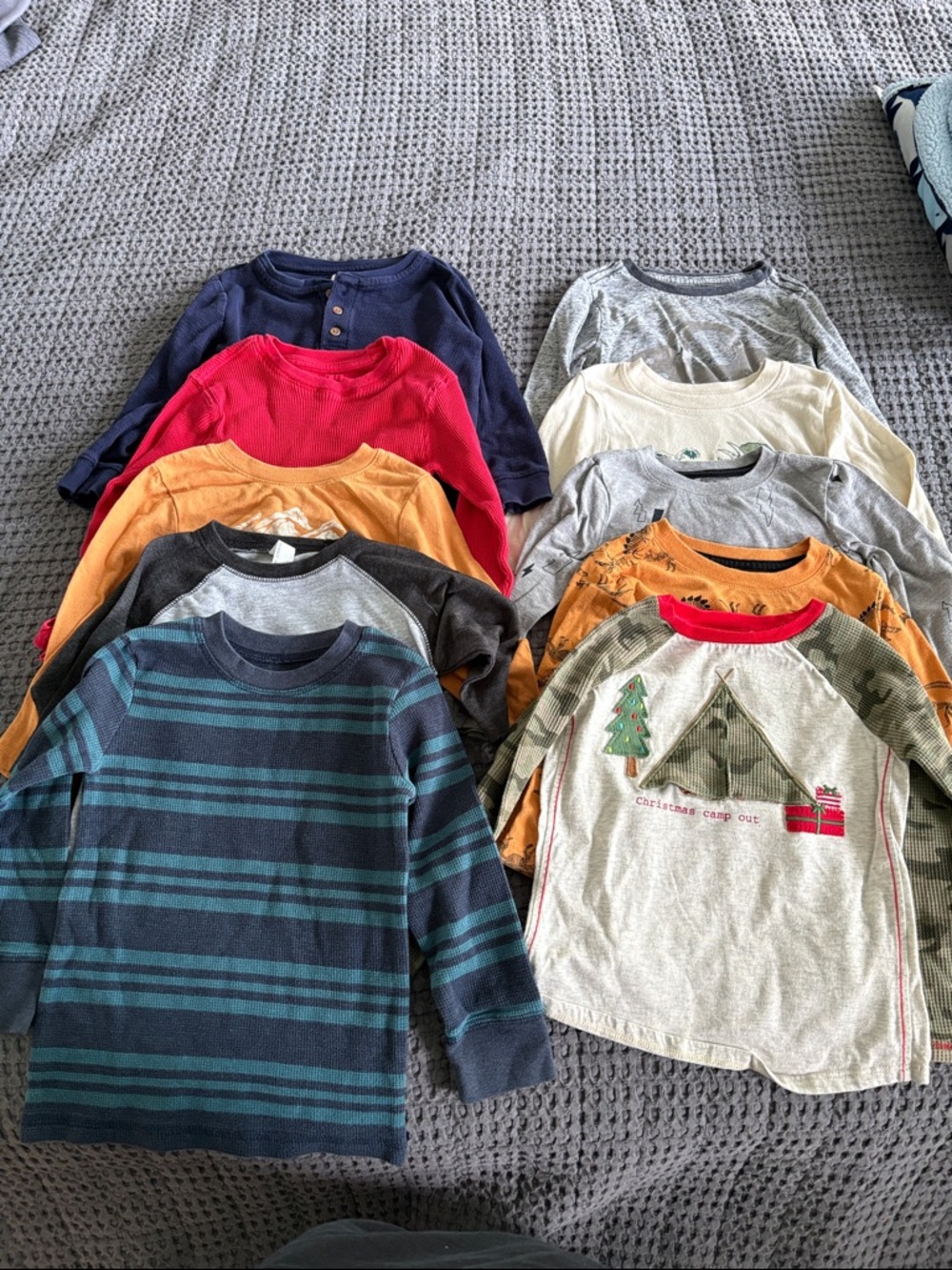 Long Sleeve Tees in Blue, Teal, Red, Orange, Gray, Cream
